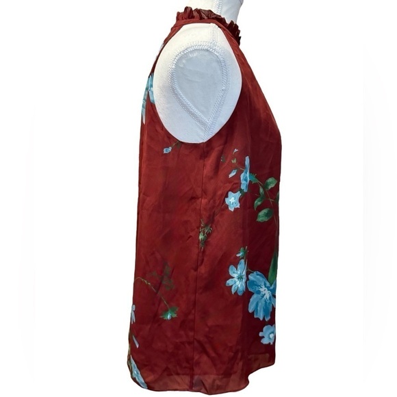 Joie | Maroon Silk Floral High Neck Blouse (S) - Picture 3 of 6